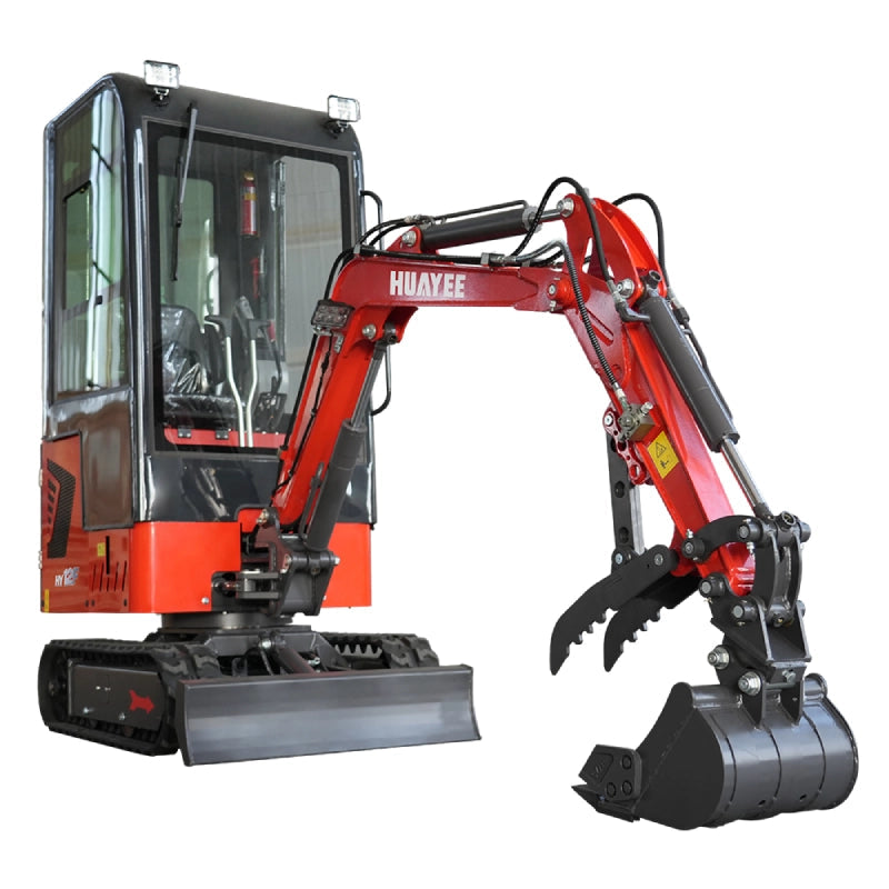 Mini Excavator with Pilot Controls & Cab | 13.5 hp B&S Engine | HUAYEE HY12F