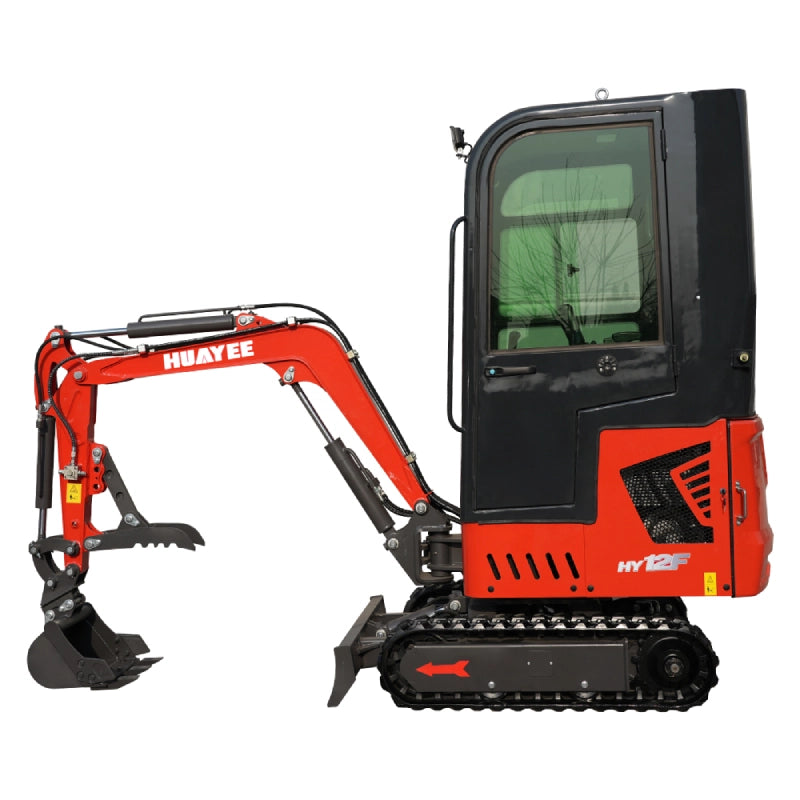 Mini Excavator with Pilot Controls & Cab | 13.5 hp B&S Engine | HUAYEE HY12F