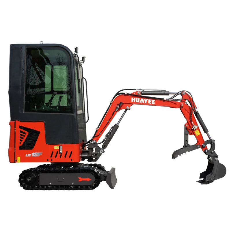 Mini Excavator with Pilot Controls & Cab | 13.5 hp B&S Engine | HUAYEE HY12F