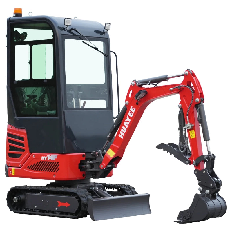 Mini Excavator with Pilot Controls & Cab | 13.5 hp B&S Engine | HUAYEE HY14F