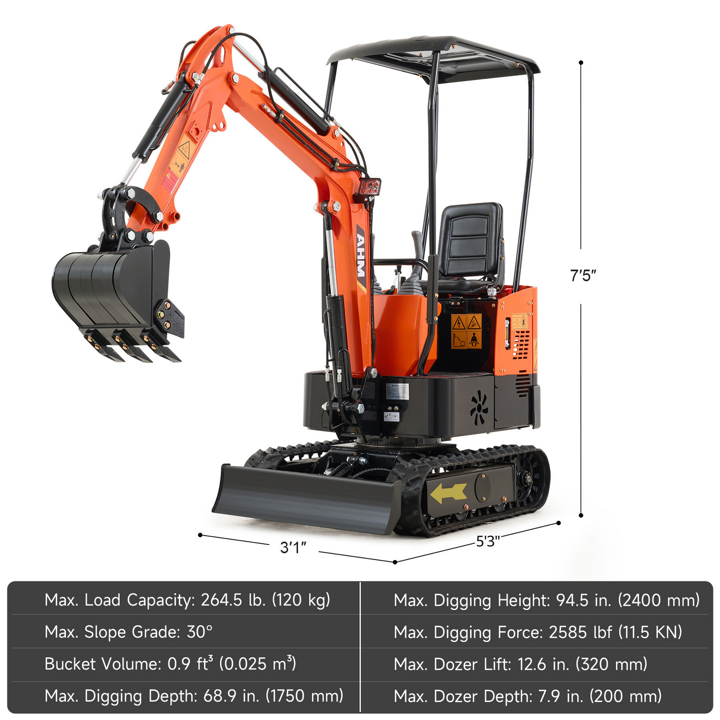 AX-12B | 13.5 HP B&S Engine Mini Excavator