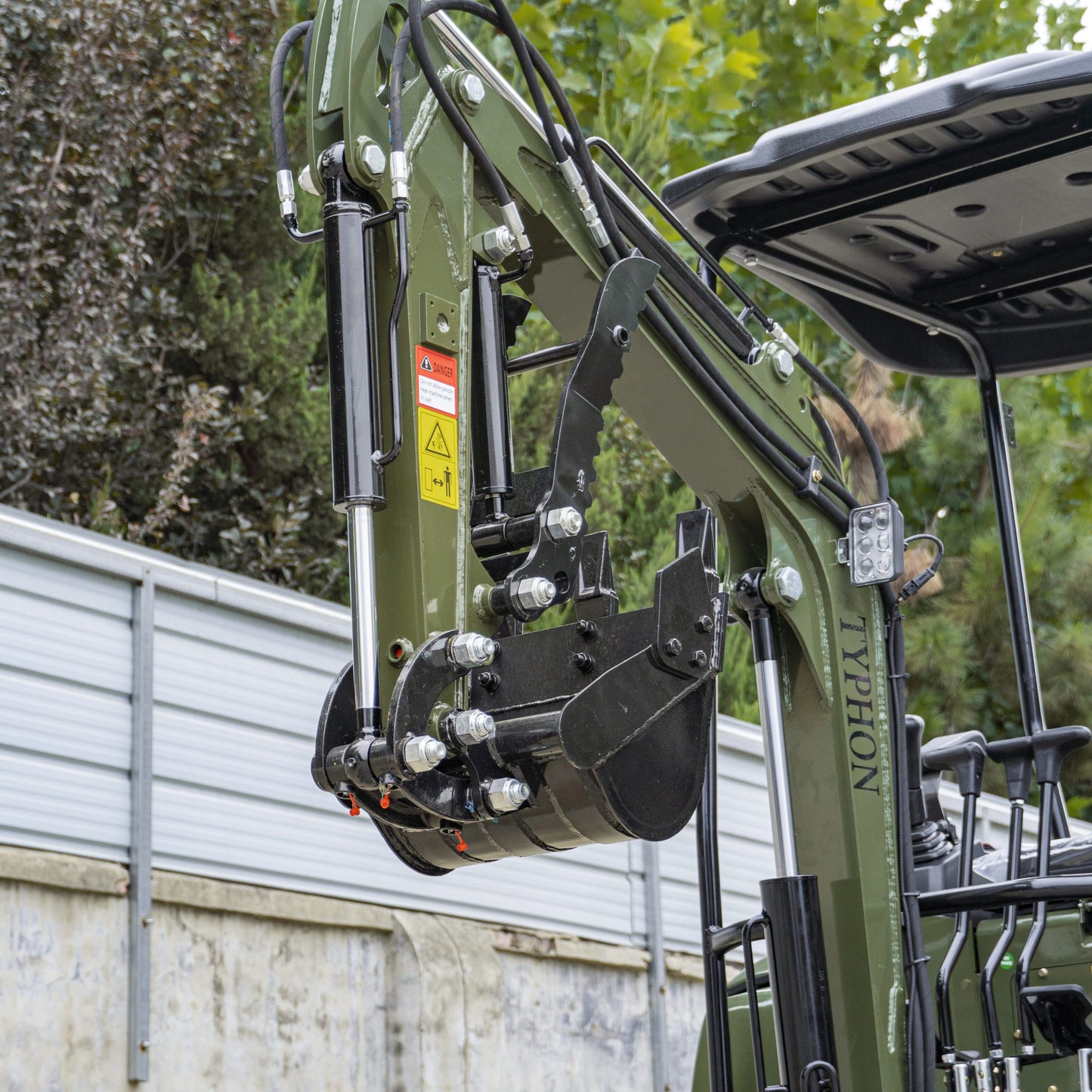 TYPHON TERROR XIII PRO STORM Mini Excavator – 1.3 Ton Trench Digger with Canopy, Hydraulic Thumb Clip, 22.1hp Honda Engine USA