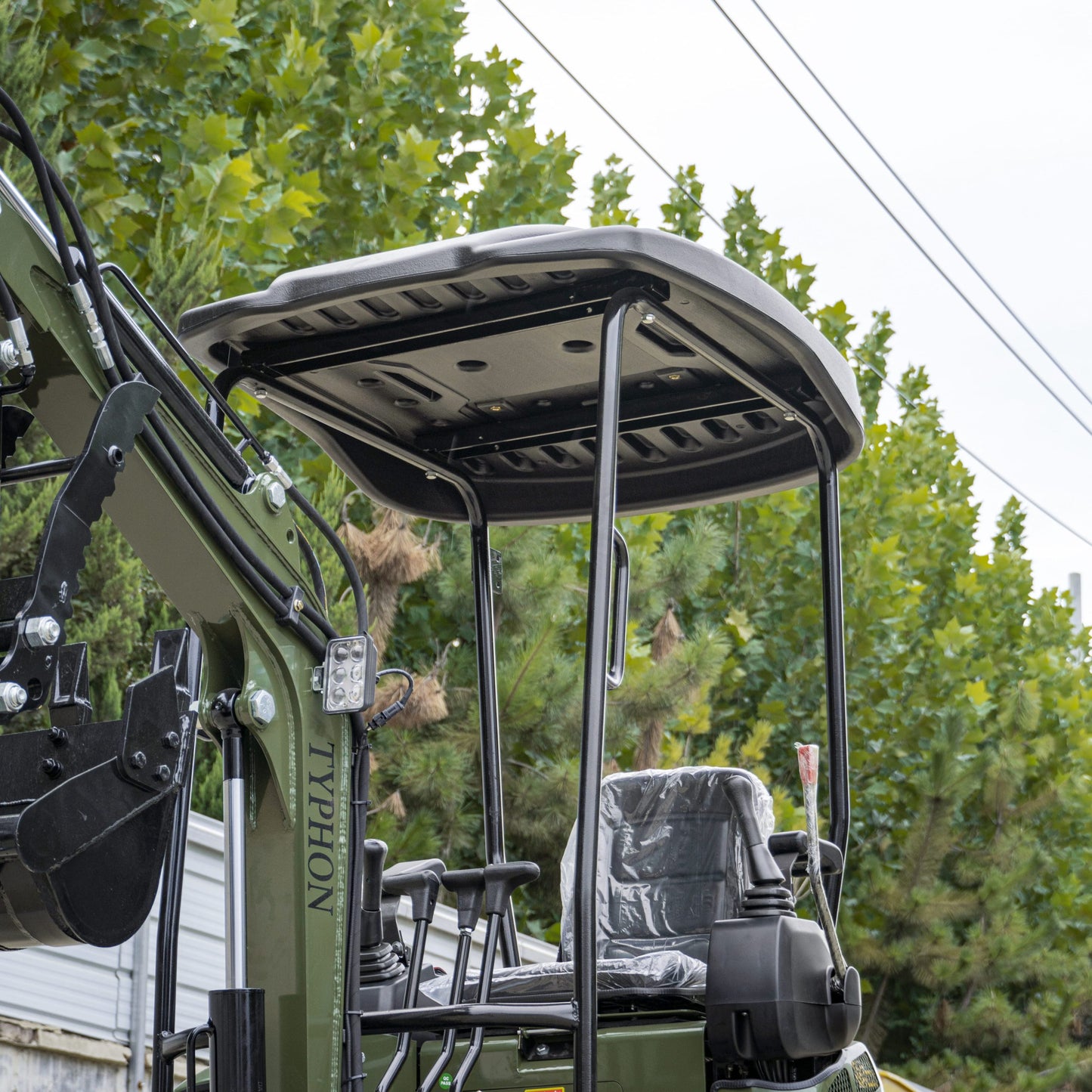 TYPHON TERROR XIII PRO STORM Mini Excavator – 1.3 Ton Trench Digger with Canopy, Hydraulic Thumb Clip, 22.1hp Honda Engine USA