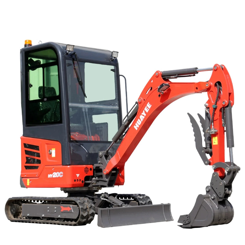 2 Ton Pro Mini Excavator with 16HP Kubota Engine & Enclosed Cab | HUAYEE HY20C
