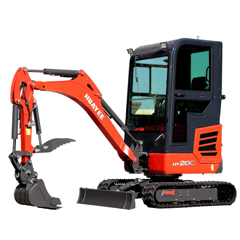 2 Ton Pro Mini Excavator with 16HP Kubota Engine & Enclosed Cab | HUAYEE HY20C