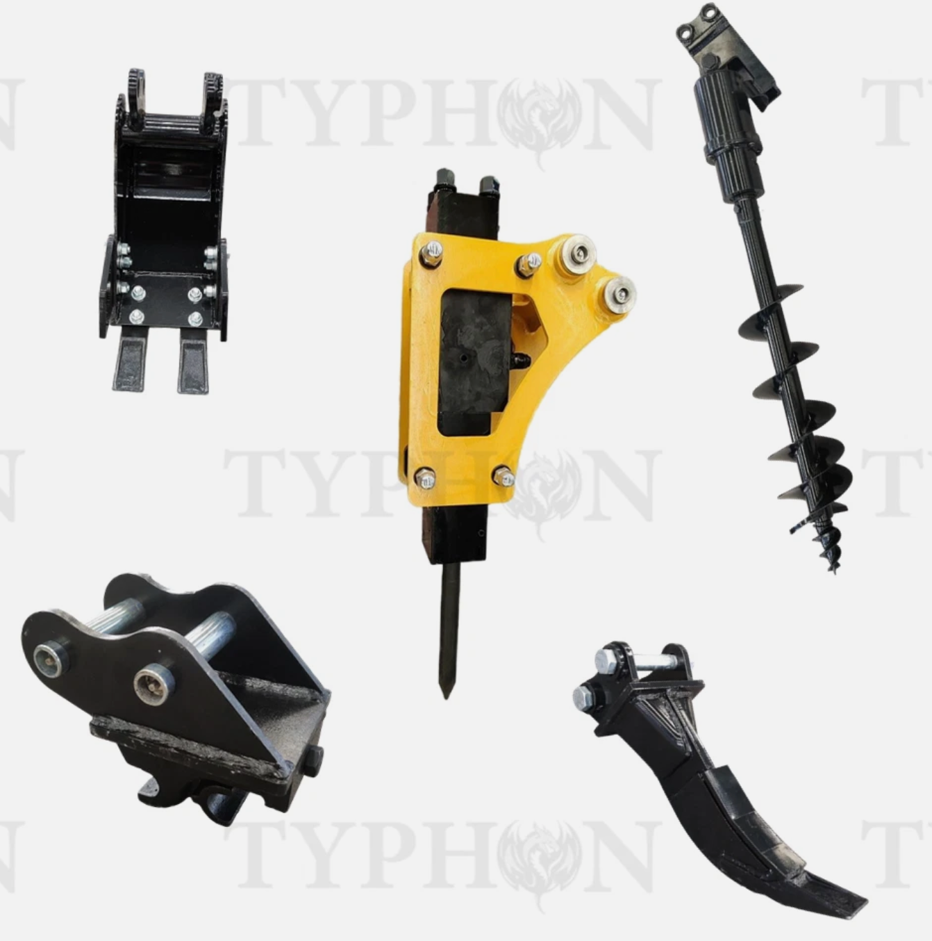 5-in-1 0.8-2 Ton Excavator Attachments Quick Coupler Bucket Ripper Auger Hammer