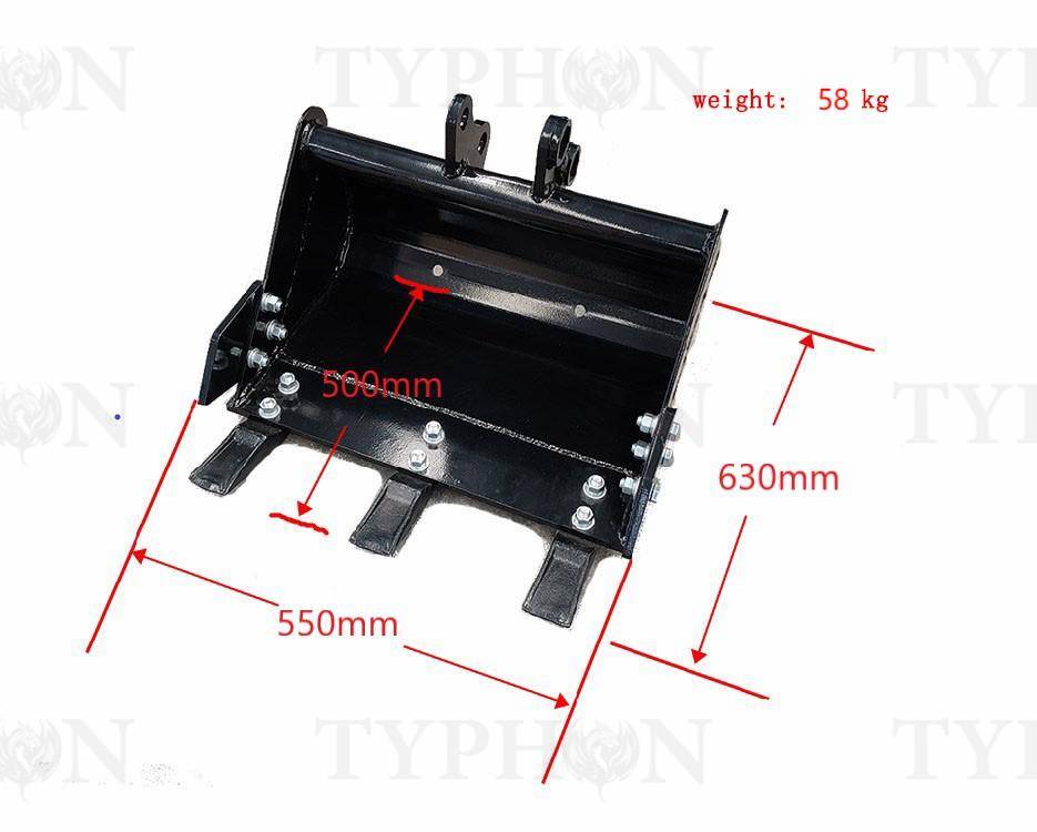 2-3.5 Ton Mini Excavator Attachment 550mm Teeth Bucket Trenching Buckets 21 inch