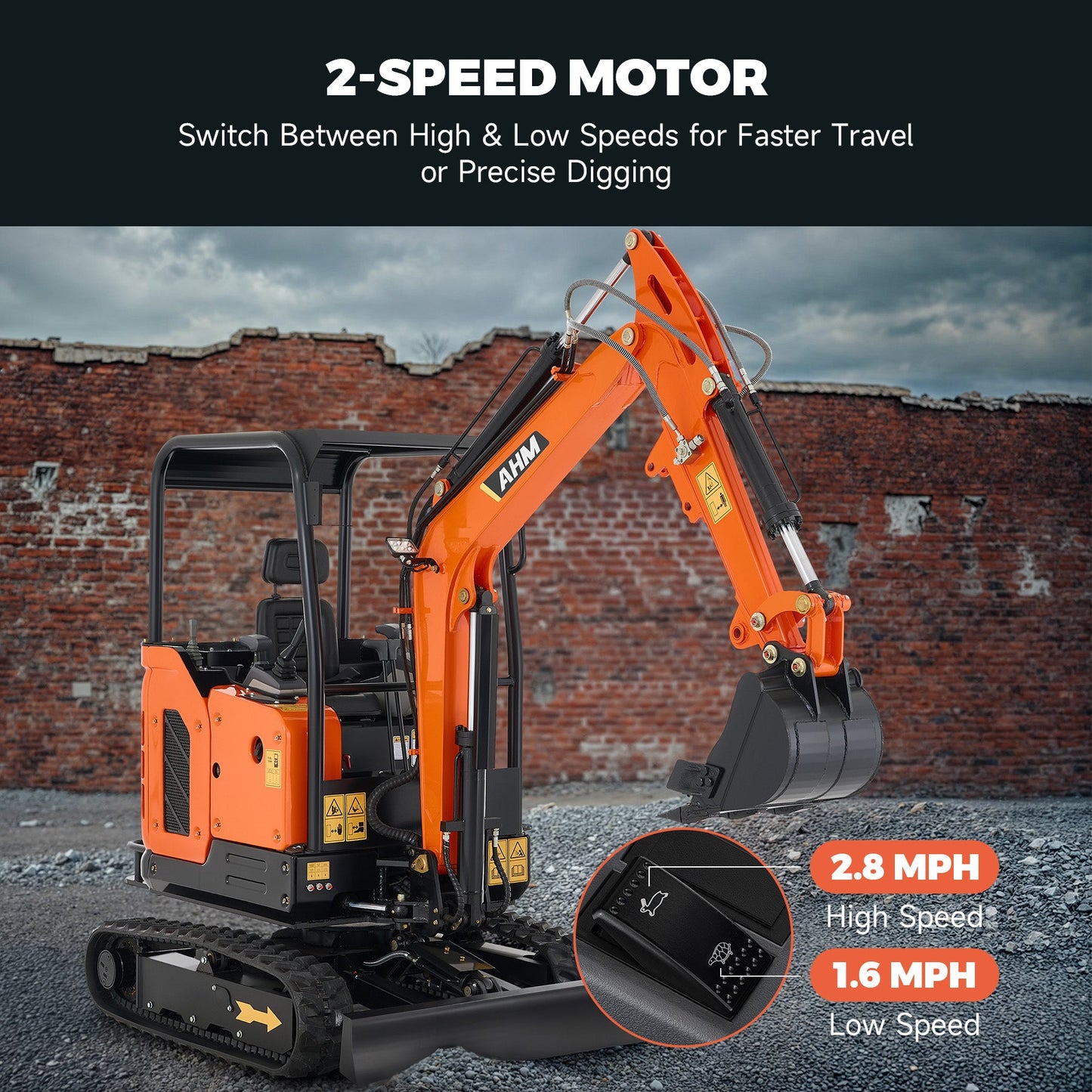 AY-25 | 25 HP Perkins Diesel Engine 2.5 Ton Mini Excavator with Swing Boom & Adjustable Speed