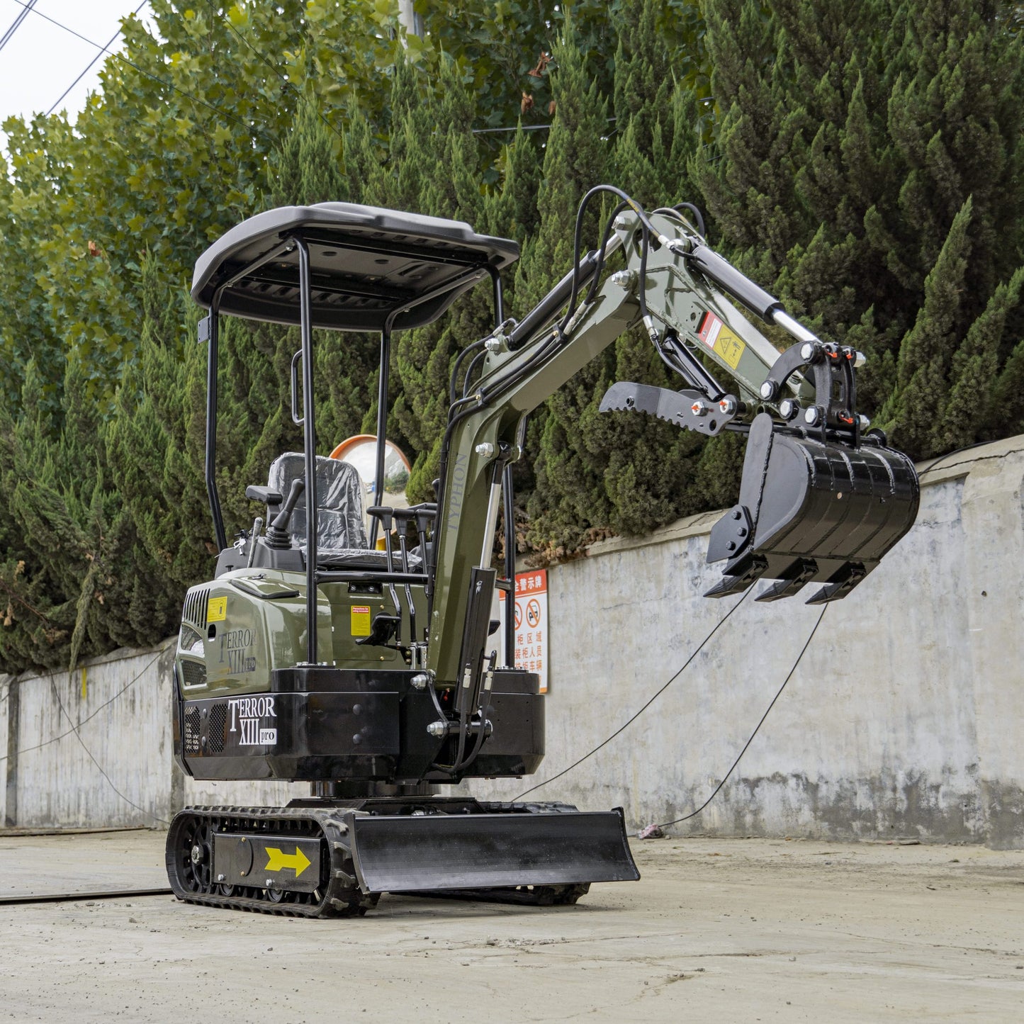 TYPHON TERROR XIII PRO STORM Mini Excavator – 1.3 Ton Trench Digger with Canopy, Hydraulic Thumb Clip, 22.1hp Honda Engine USA