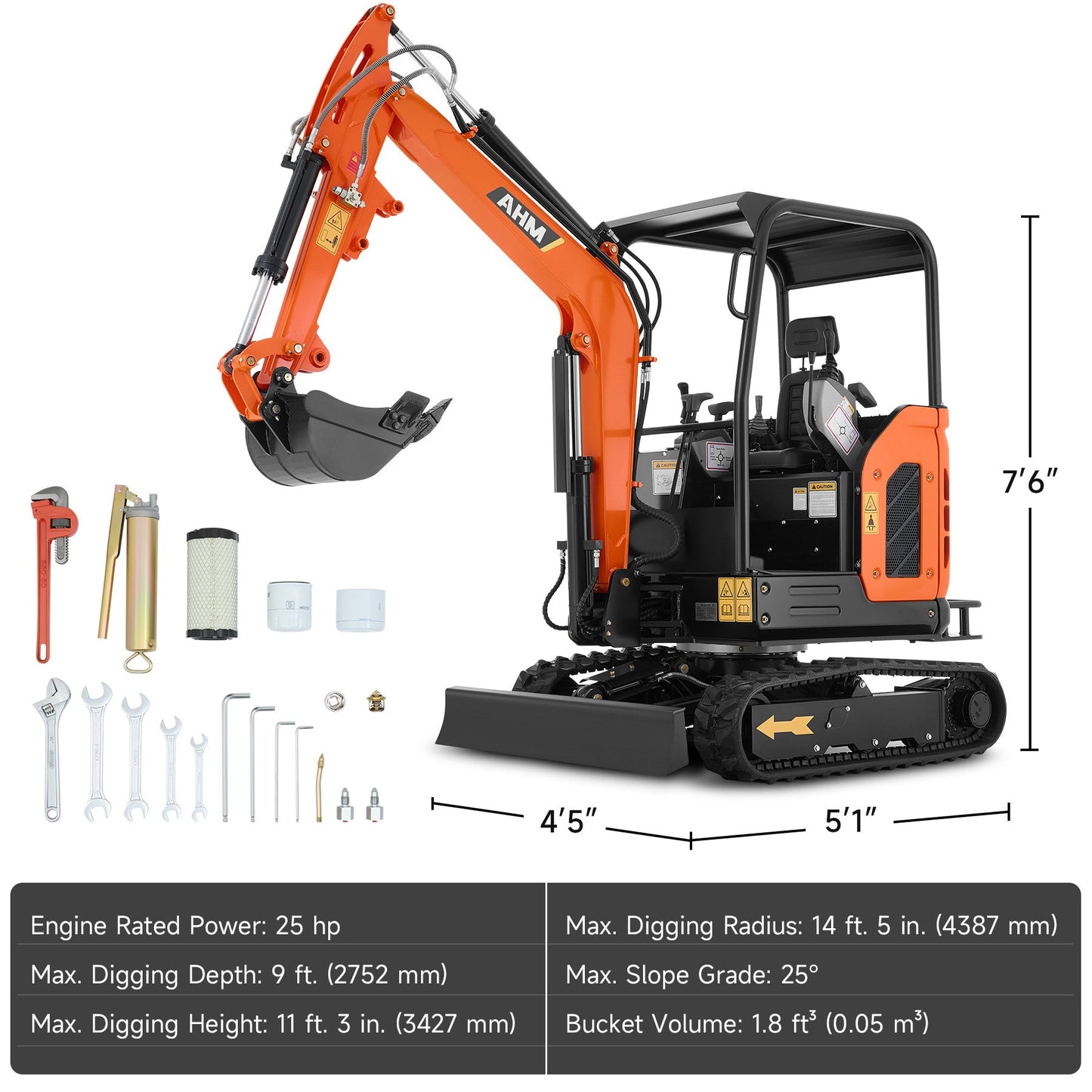 AY-25 | 25 HP Perkins Diesel Engine 2.5 Ton Mini Excavator with Swing Boom & Adjustable Speed