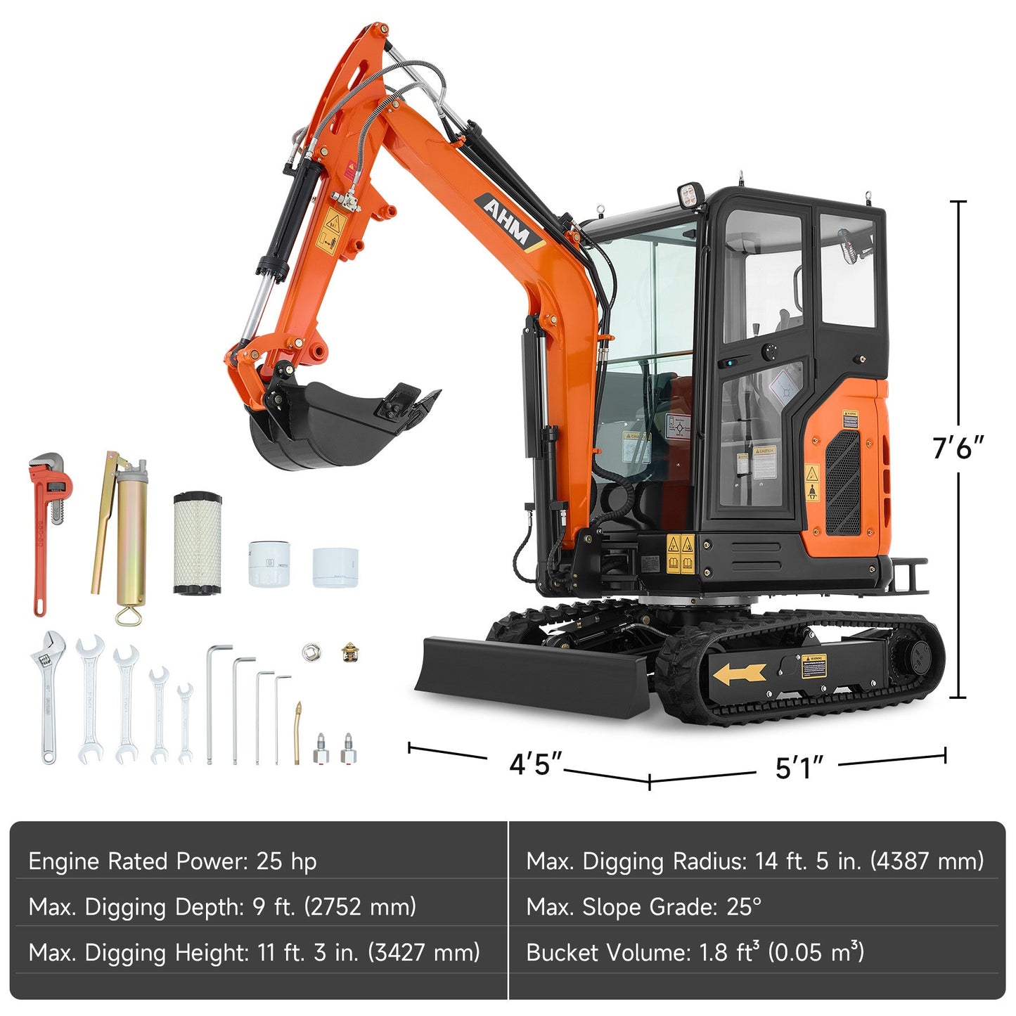 AY-25J | 25 HP Perkins Diesel Engine 2.5 Ton Mini Excavator with Swing Boom & Adjustable Speed