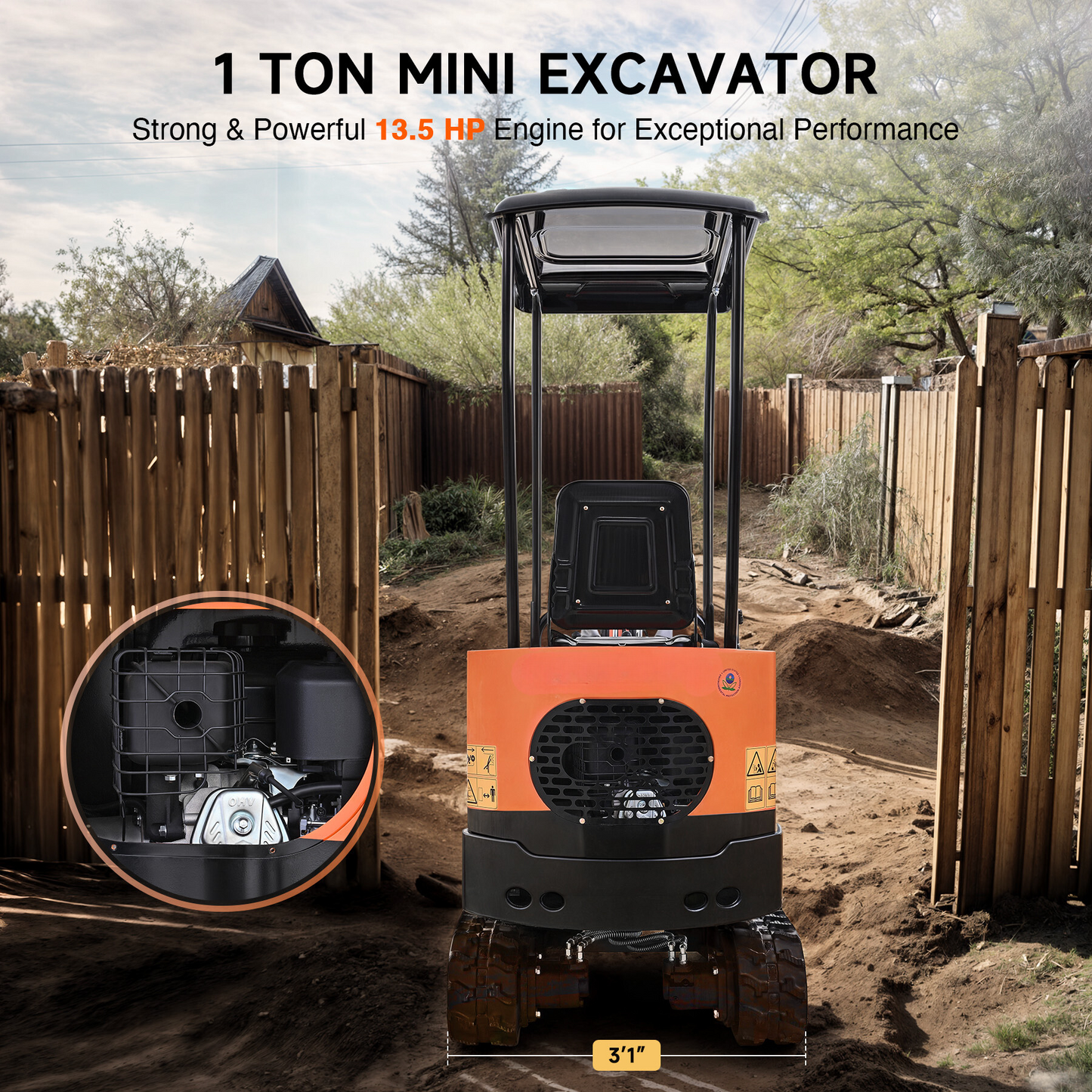AX-12B | 13.5 HP B&S Engine Mini Excavator