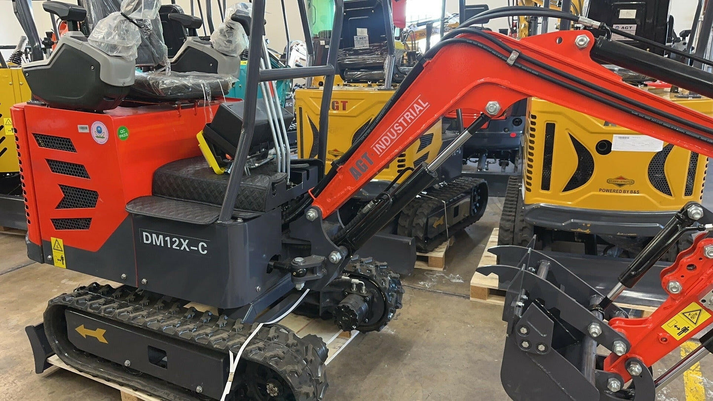 AGT-DM12X-C 1-Ton 13.5 HP Gasoline Mini Excavator with Hydraulic Thumb, and Pilot System, B&S Engine