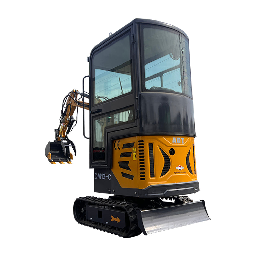 AGT-DM13-C 1-Ton 13.5 HP B&S Gasoline Mini Excavator with Small Cab, Hydraulic Thumb