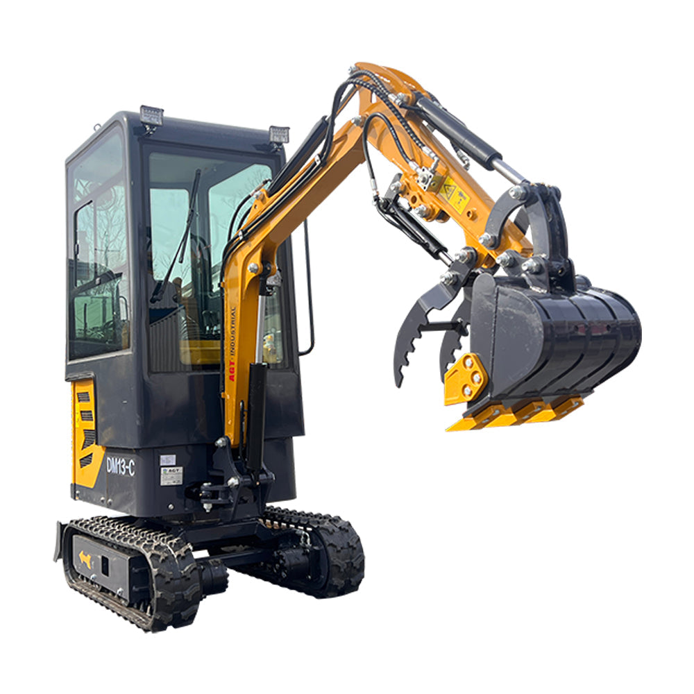 AGT-DM13-C 1-Ton 13.5 HP B&S Gasoline Mini Excavator with Small Cab, Hydraulic Thumb