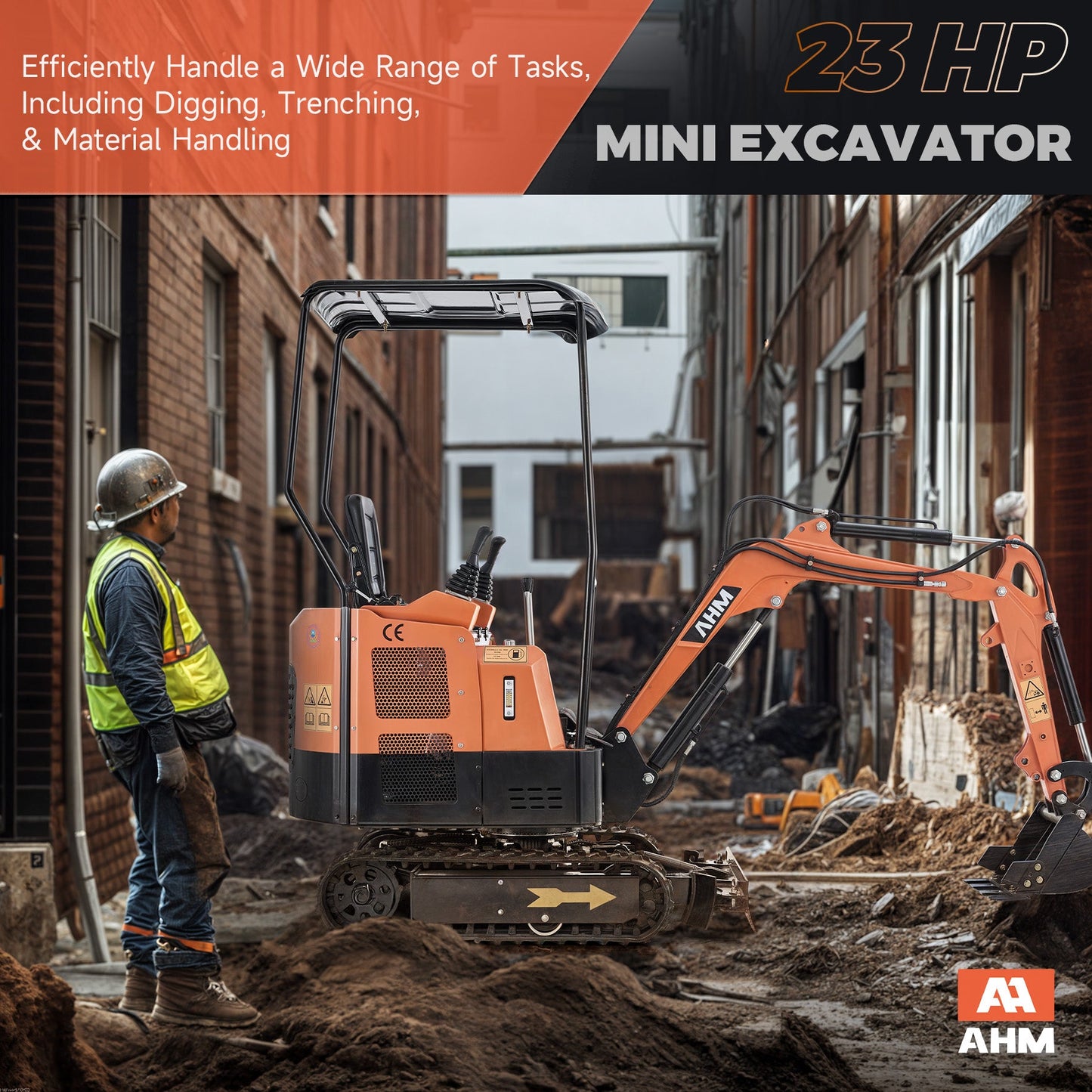 AX-16S | 23 HP B&S Engine Mini Excavator with Retractable Undercarriage