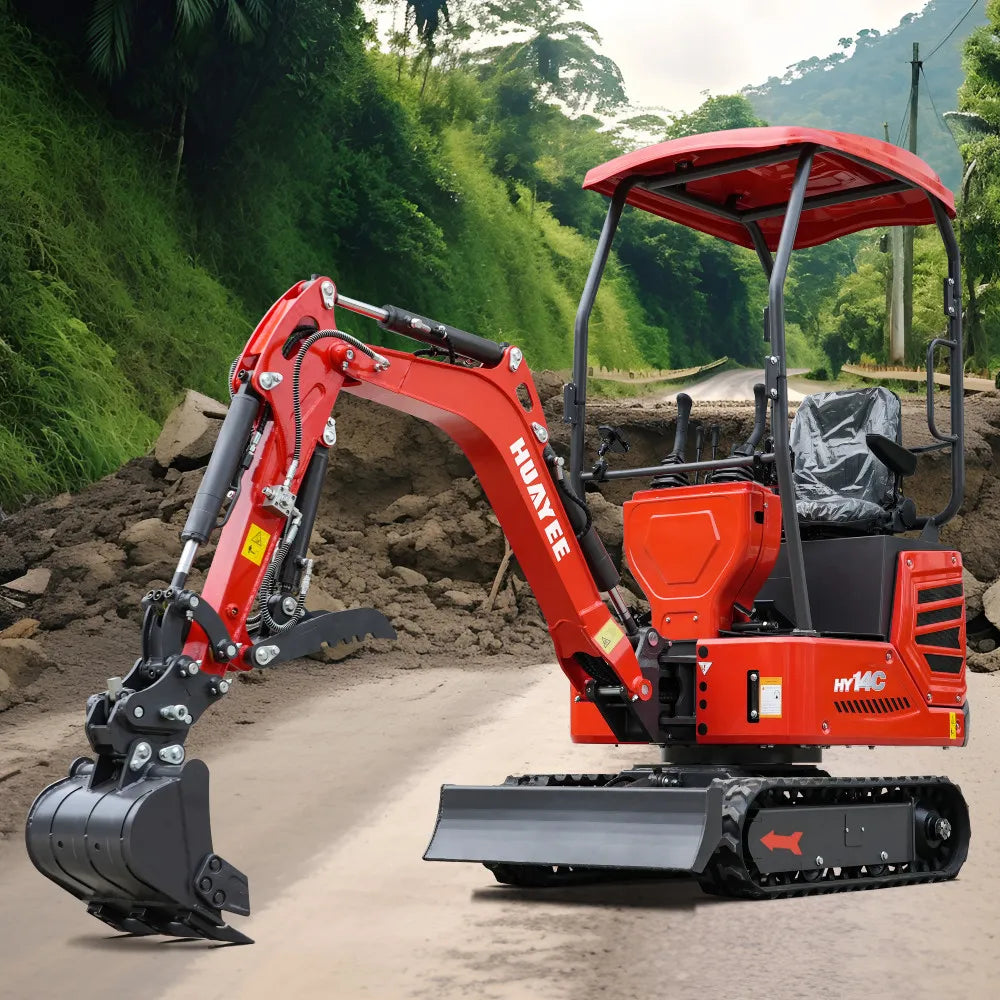 Mini Excavator with Hydraulic Thumb & Side Swing Boom - 13.5hp B&S Engine | HUAYEE HY14C