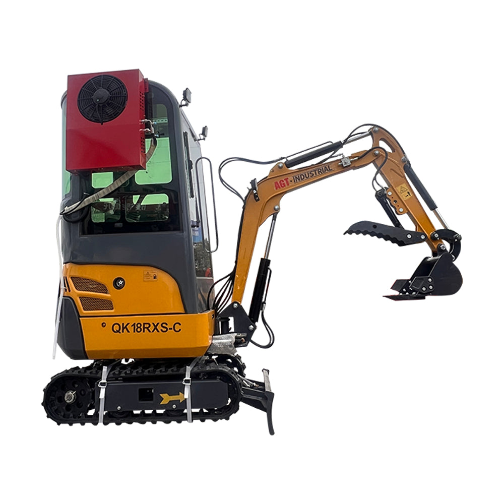 AGT-KH18-C 1-Ton Mini Excavator with Enclosed Cab, Air Conditioning, and Side Swing