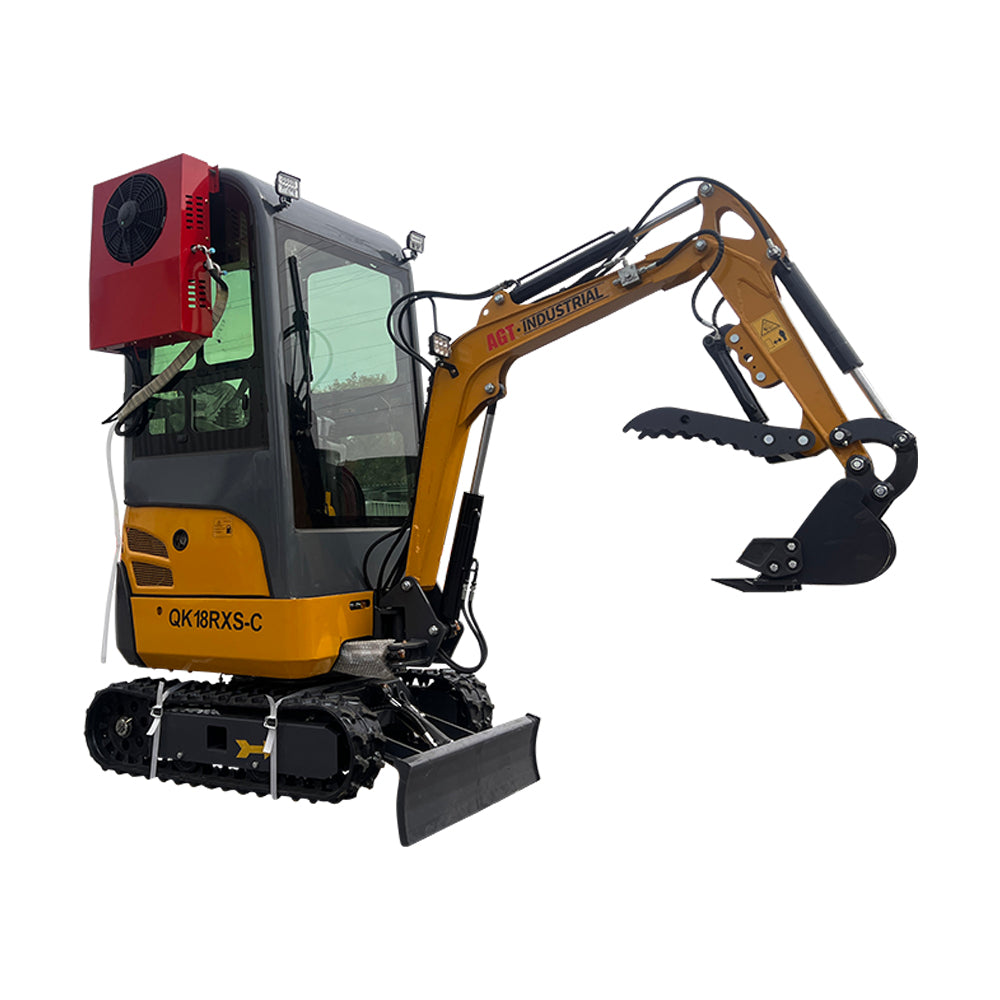 AGT-KH18-C 1-Ton Mini Excavator with Enclosed Cab, Air Conditioning, and Side Swing