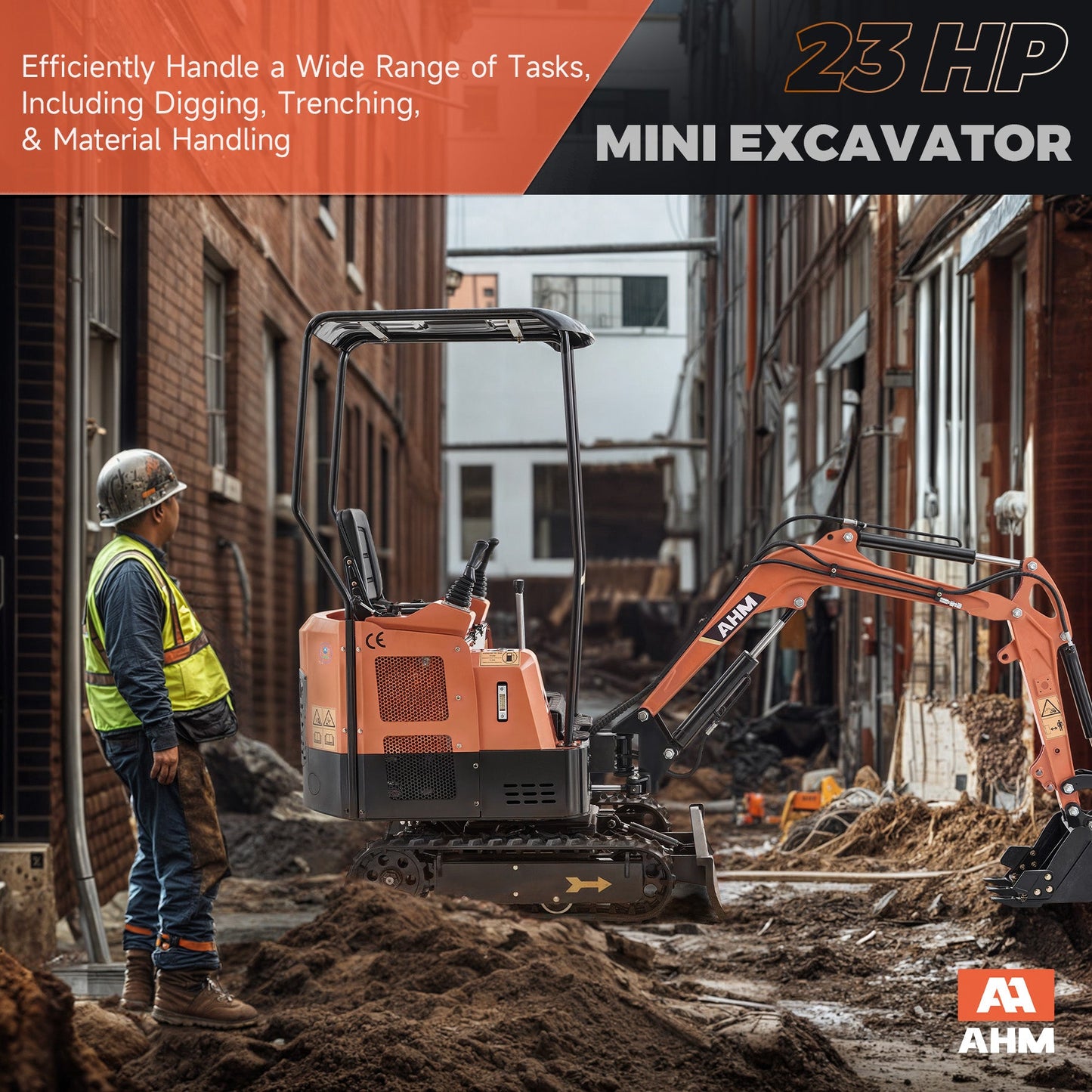 AX-16C | 23 HP B&S Engine Mini Excavator with Swing Boom