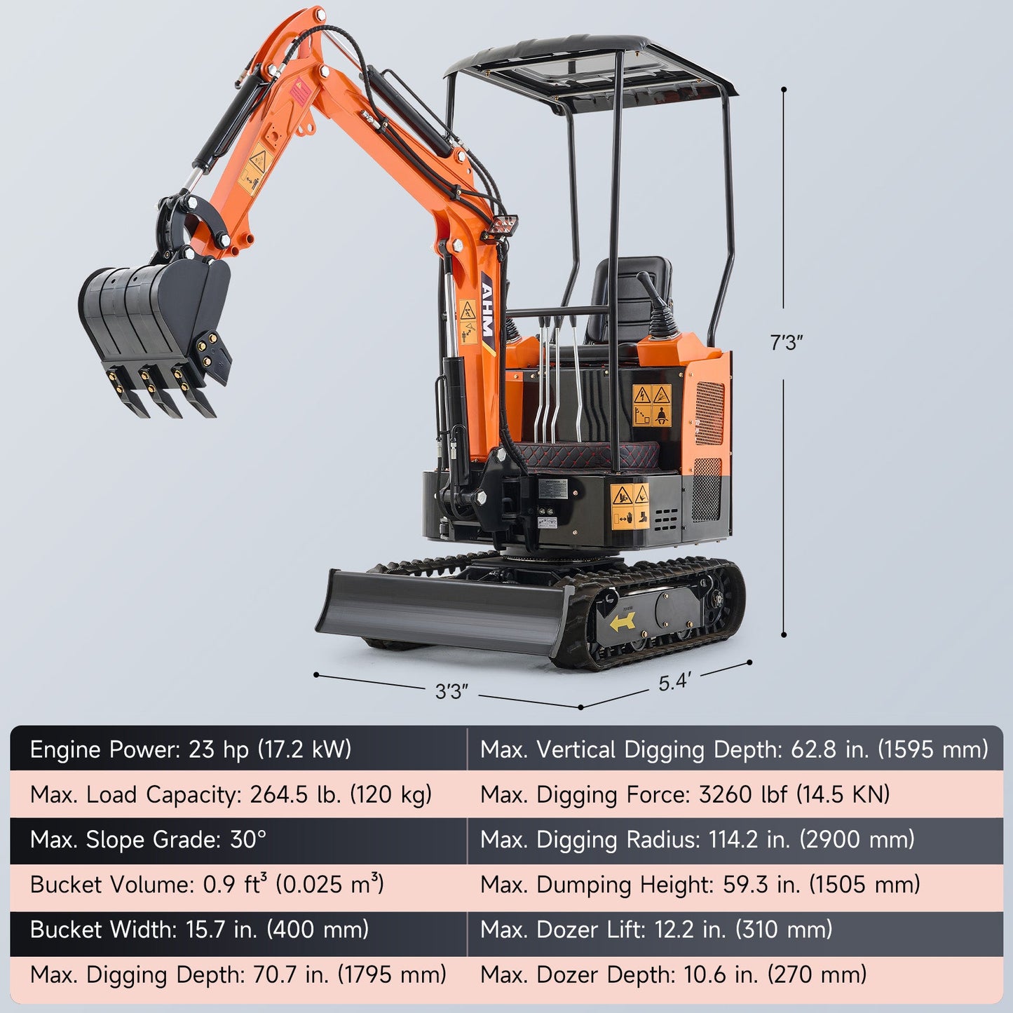 AX-16C | 23 HP B&S Engine Mini Excavator with Swing Boom
