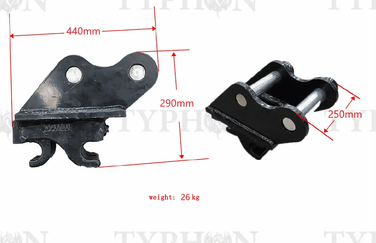 TYPHON 2.5 Ton Mini Excavator Attachment Mechanical Quick Hitch Quick Coupler