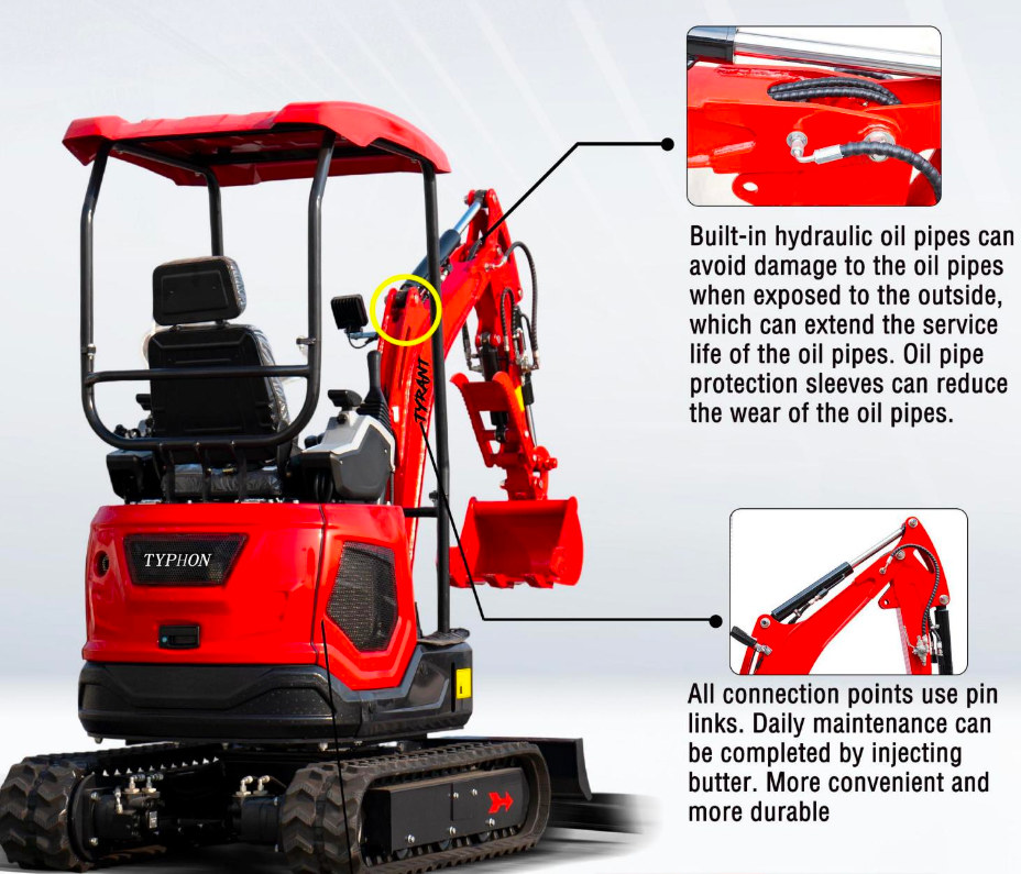 3800lbs TYRANT 17 Diesel Mini Excavator Kubota D902 Engine Side Swing w 12 attachments