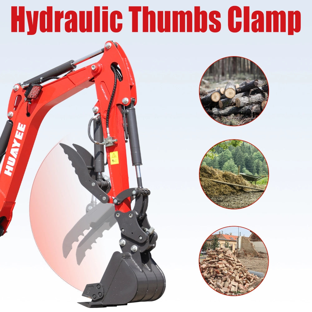 1.6 Ton Mini Excavator with 14HP Kubota Engine & Hydraulic Thumb | HUAYEE HY16C