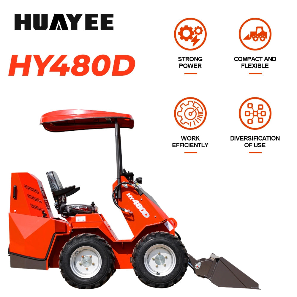 Mini Wheel Skid Steer Loader with 23 hp B&S Engine & Canopy | HUAYEE HY480D