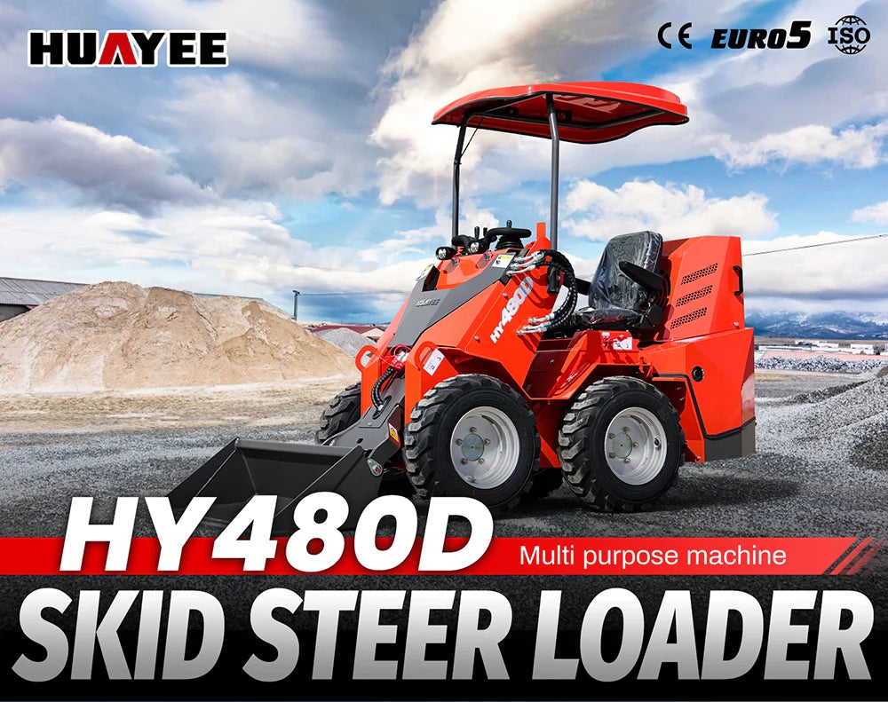 Mini Wheel Skid Steer Loader with 23 hp B&S Engine & Canopy | HUAYEE HY480D