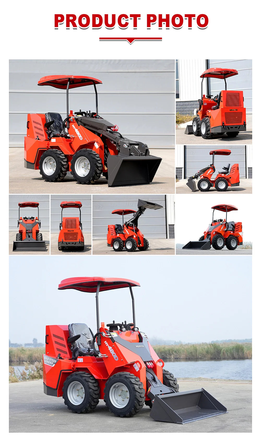 Mini Wheel Skid Steer Loader with 23 hp B&S Engine & Canopy | HUAYEE HY480D