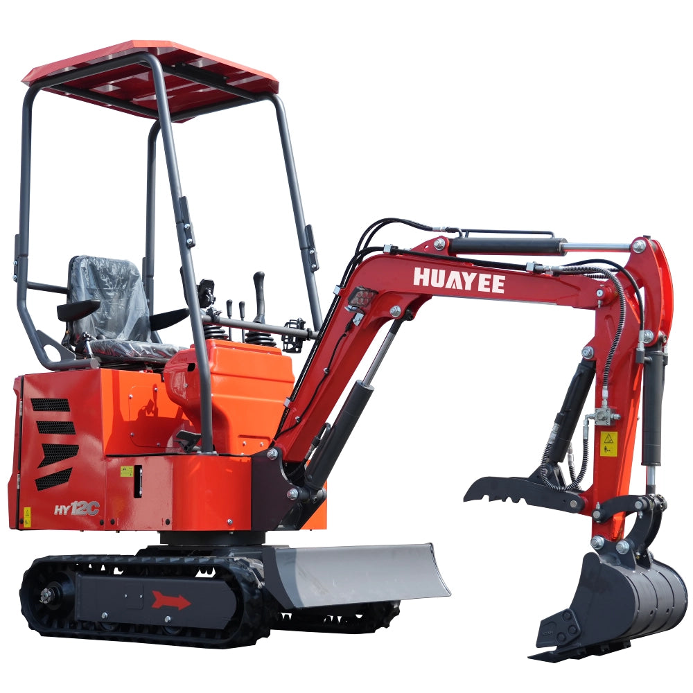 Mini Excavator - Hydraulic Thumb Clamp, 13.5HP Rato Engine Gas Powered | HUAYEE HY12C