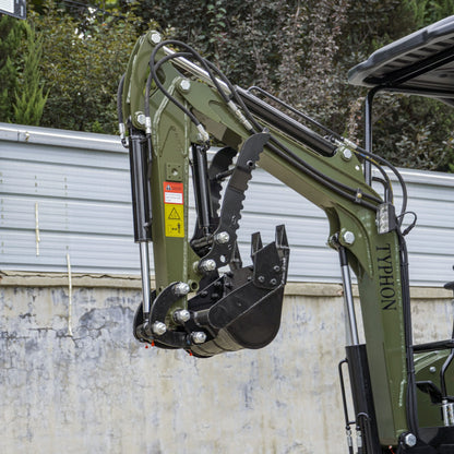 TYPHON TERROR XIII PRO STORM Mini Excavator – 1.3 Ton Trench Digger with Canopy, Hydraulic Thumb Clip, 22.1hp Honda Engine USA