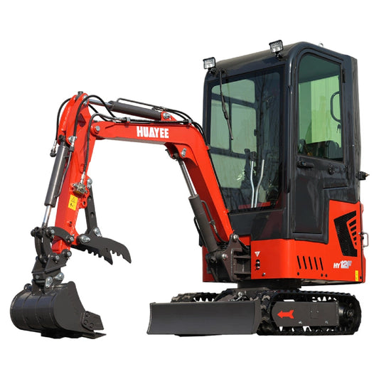 Mini Excavator with Pilot Controls & Cab | 13.5 hp B&S Engine | HUAYEE HY12F