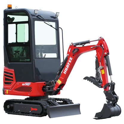 Mini Excavator with Pilot Controls & Cab | 13.5 hp B&S Engine | HUAYEE HY14F