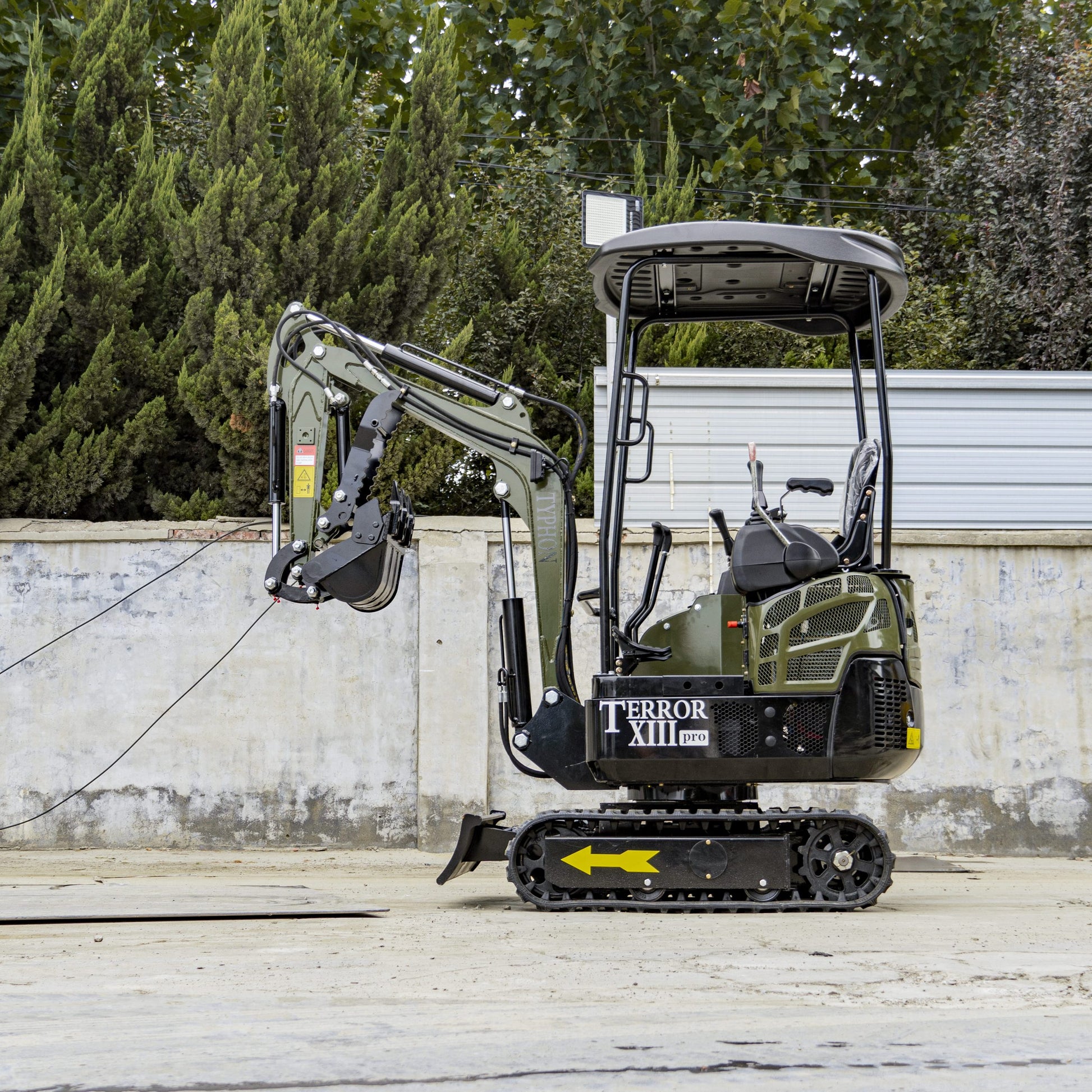 TYPHON TERROR XIII PRO STORM Mini Excavator – 1.3 Ton Trench Digger with Canopy, Hydraulic Thumb Clip, 22.1hp Honda Engine USA