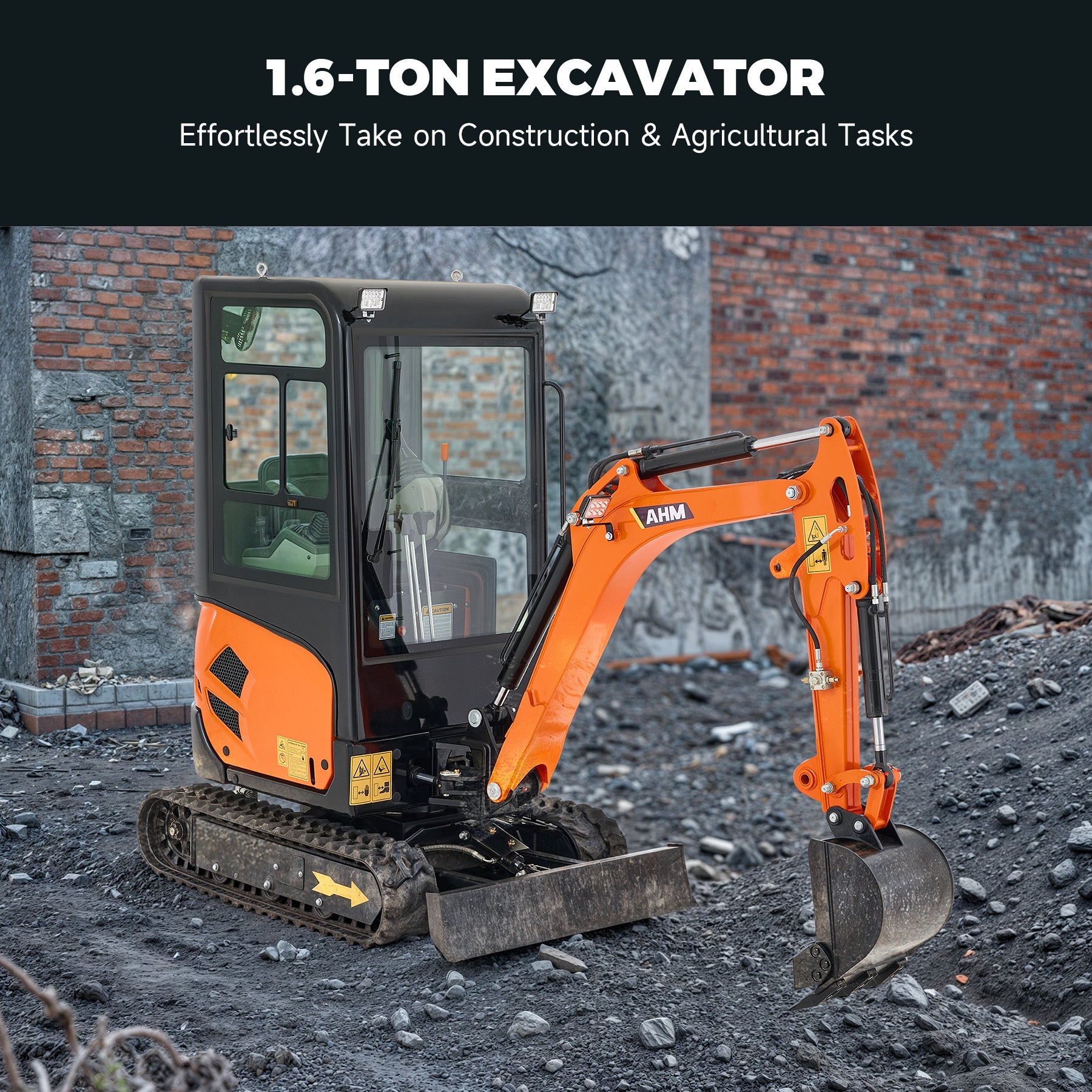 AX-17J | 23 HP B&S Engine 1.6 Ton Mini Excavator with Swing Boom & Enclosed Cab