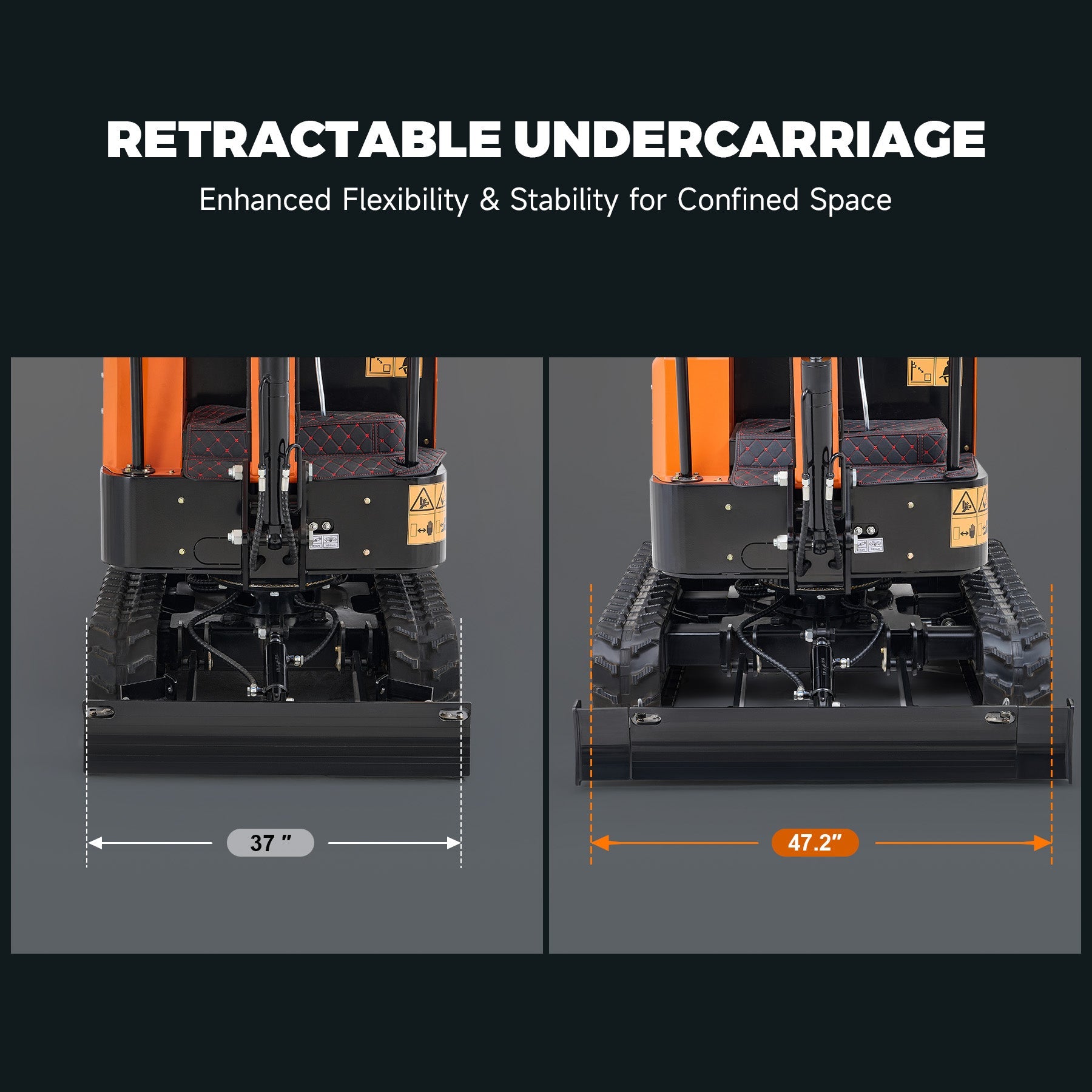 AX-16S | 23 HP B&S Engine Mini Excavator with Retractable Undercarriage