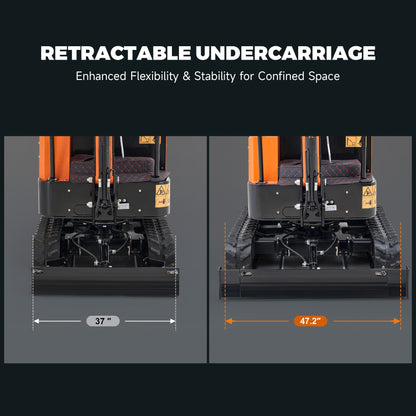 AX-16S | 23 HP B&S Engine Mini Excavator with Retractable Undercarriage
