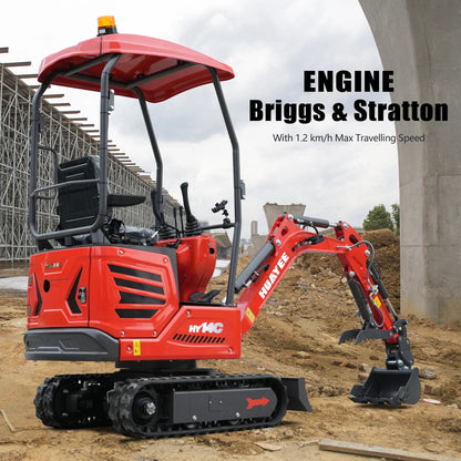 Mini Excavator with Hydraulic Thumb & Side Swing Boom - 13.5hp B&S Engine | HUAYEE HY14C