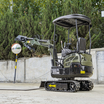 TYPHON TERROR XIII PRO STORM Mini Excavator – 1.3 Ton Trench Digger with Canopy, Hydraulic Thumb Clip, 22.1hp Honda Engine USA
