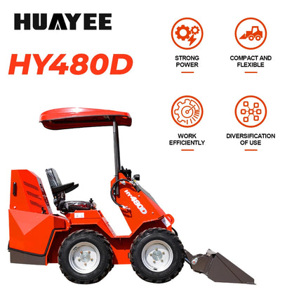 Mini Wheel Skid Steer Loader with 23 hp B&S Engine & Canopy | HUAYEE HY480D