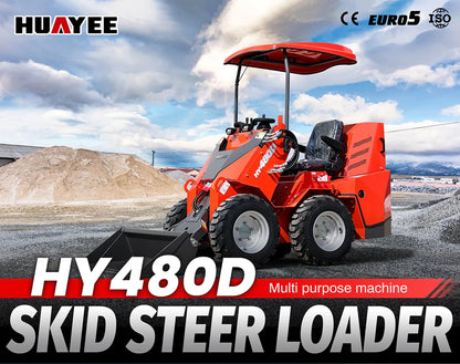 Mini Wheel Skid Steer Loader with 23 hp B&S Engine & Canopy | HUAYEE HY480D