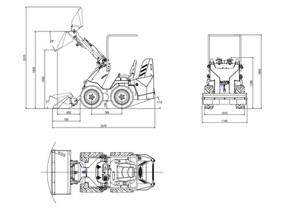 Mini Wheel Skid Steer Loader with 23 hp B&S Engine & Canopy | HUAYEE HY480D